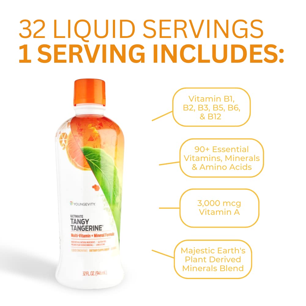 Youngevity Ultimate Tangy Tangerine 32 Oz en verre avec eau