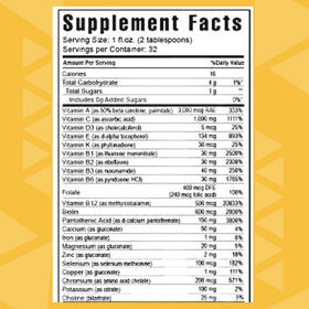 Youngevity Ultimate Tangy Tangerine 32 Oz étiquette avec ingrédients