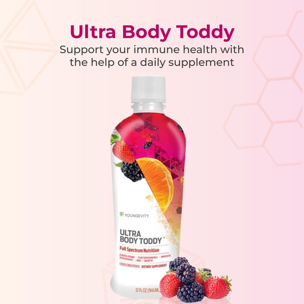 Youngevity Ultra Body Toddy 32 oz arrière montrant les informations nutritionnelles