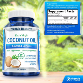 YounGlo Research huile de coco 1000 mg avec ingrédients
