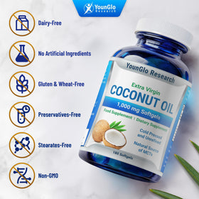 YounGlo Research huile de coco 1000 mg avec nutrition label