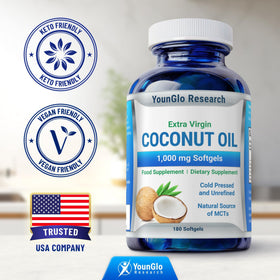 YounGlo Research huile de coco 1000 mg sur fond blanc