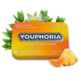 Youphoria Kanna Gummies 600mg vue de côté montrant les gummies