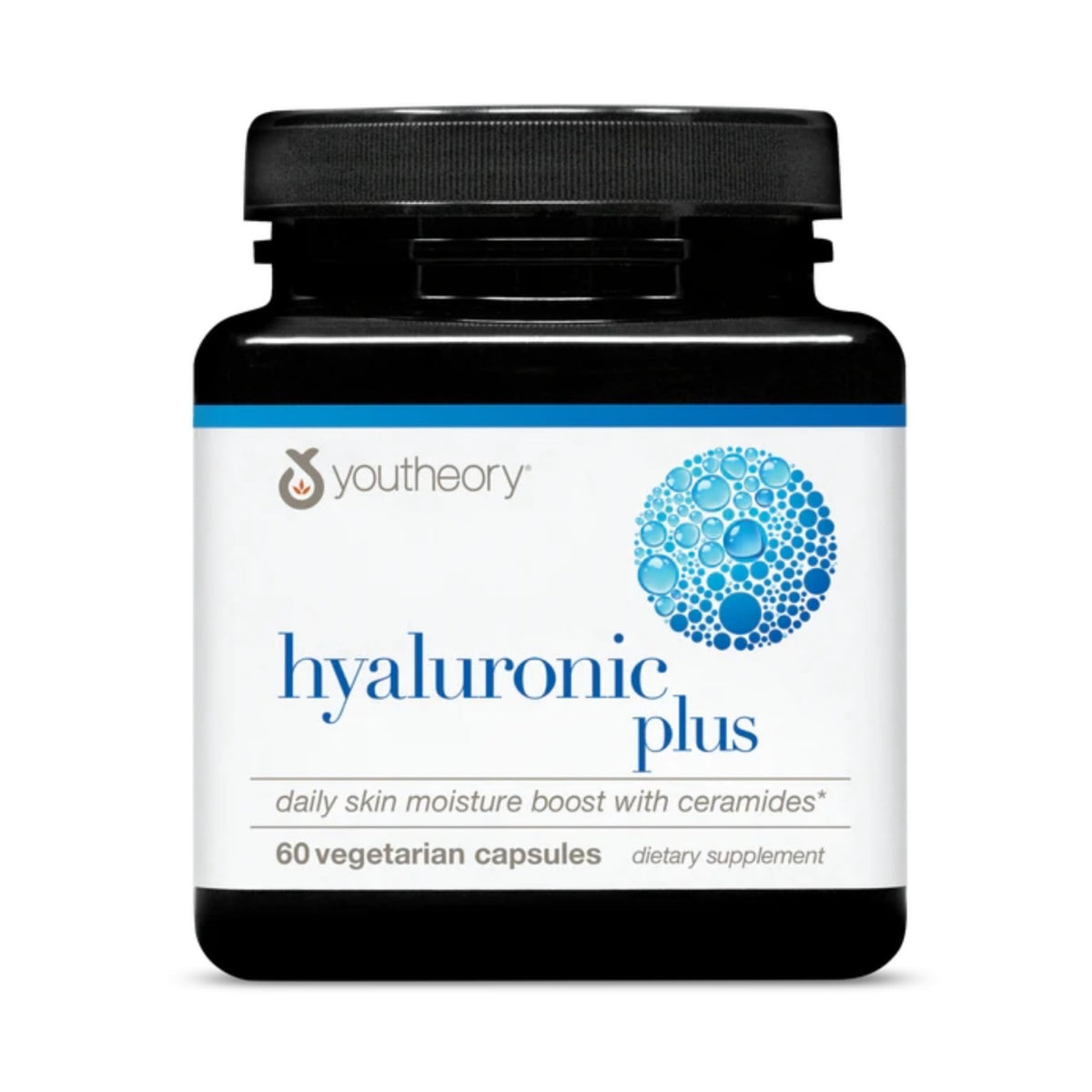 Youtheory Acide Hyaluronique Plus 60 gélules végétariennes vue de face
