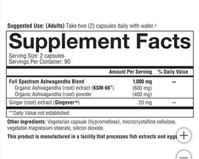 Youtheory Ashwagandha 1000mg KSM-66 packaging details