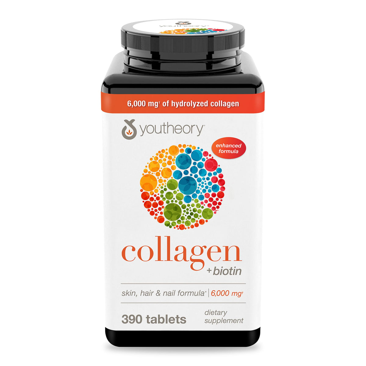 Youtheory Collagène + Biotine 390 comprimés vue de face