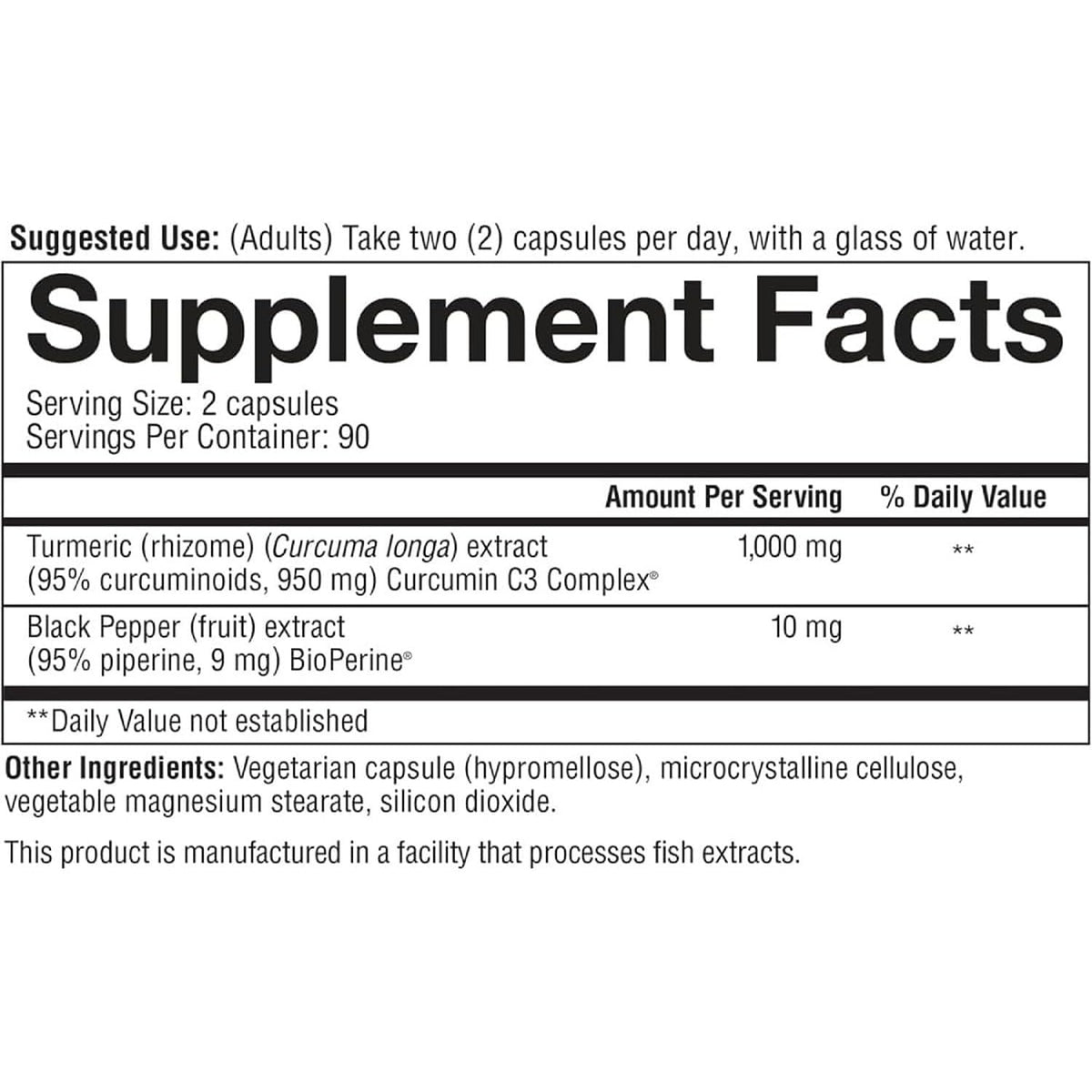 Youtheory Curcuma Extra Fort 1000 mg dos de l'emballage