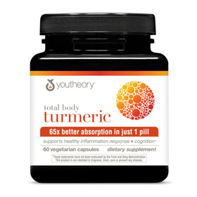 Youtheory Curcuma Total Body 60 Capsules Végétariennes - vue de face