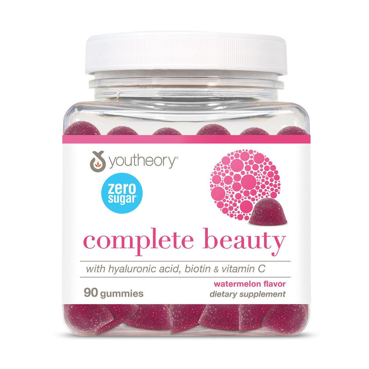 Youtheory Gummies Beauté Saveur Pastèque 90 gummies front view