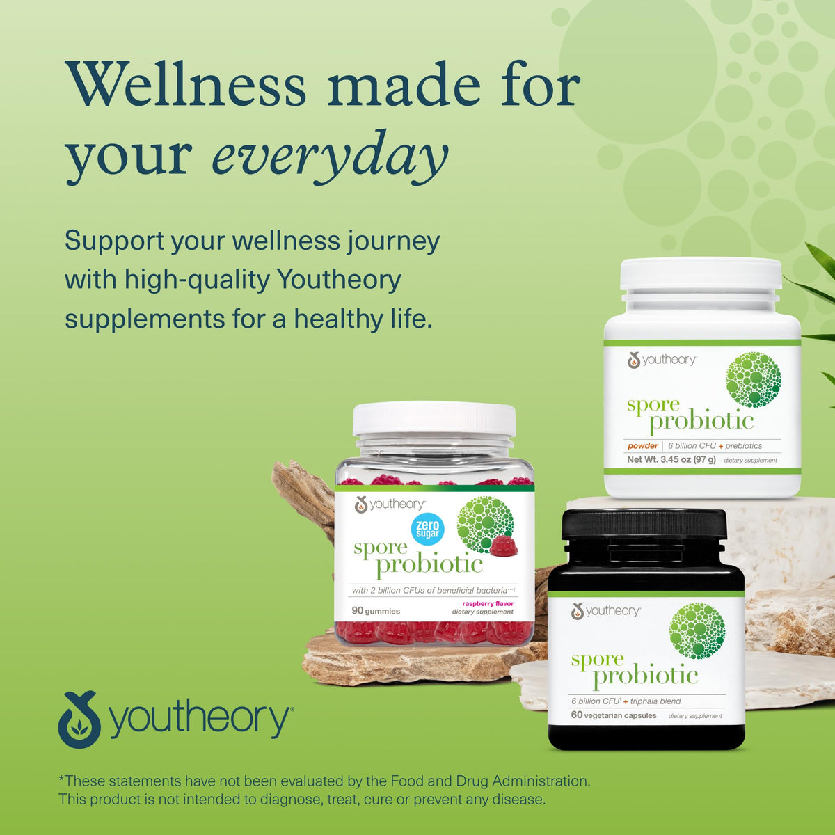 Youtheory Gummy Probiotique Framboise 90 Gummies dans un environnement naturel