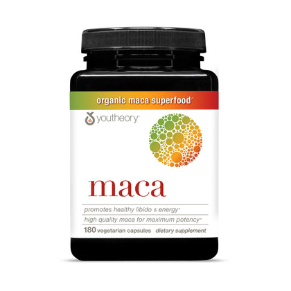Youtheory Maca 180 capsules végétariennes en boîte