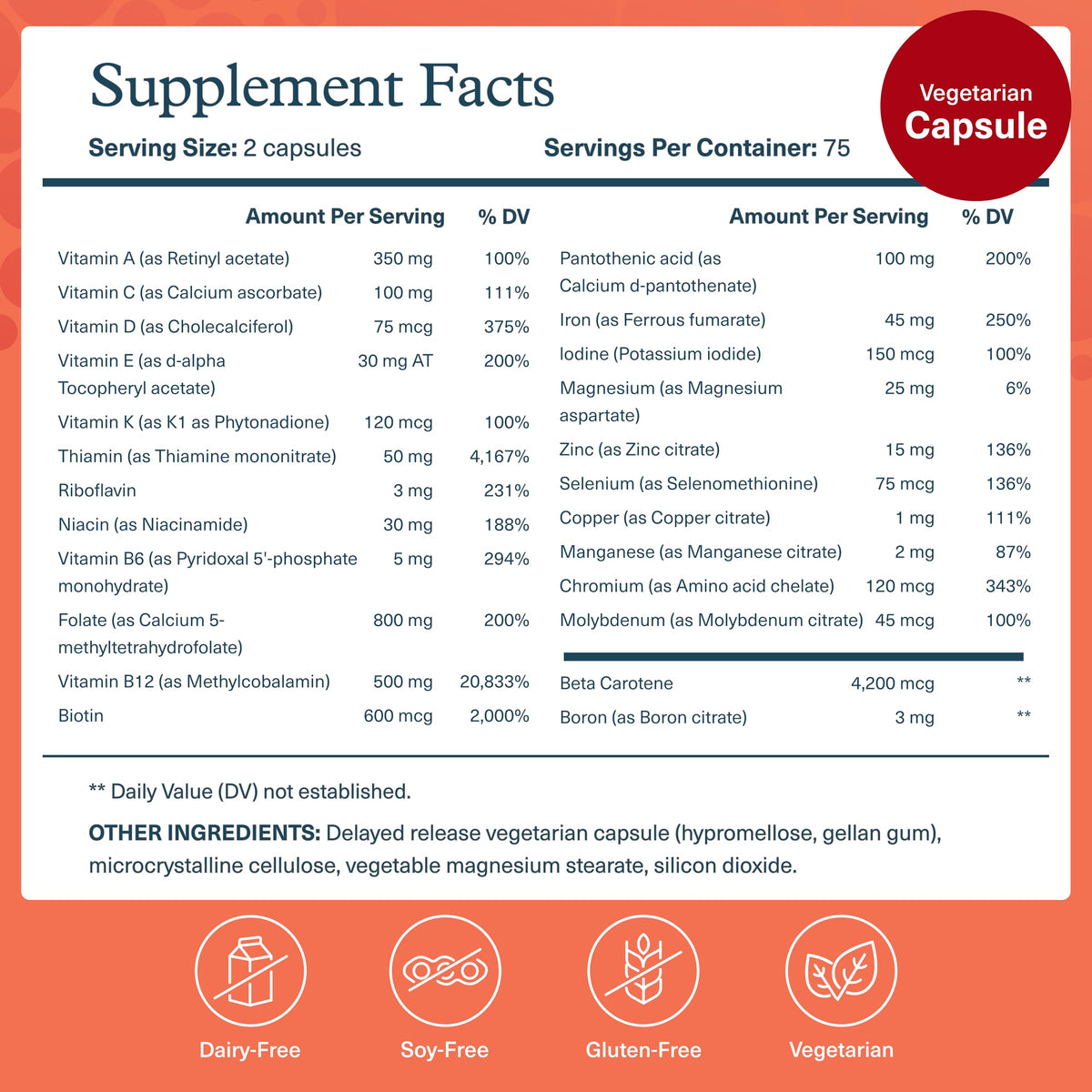 Youtheory multivitamines capsules végétariennes avec étiquette visible