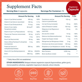 Youtheory multivitamines capsules végétariennes avec étiquette visible