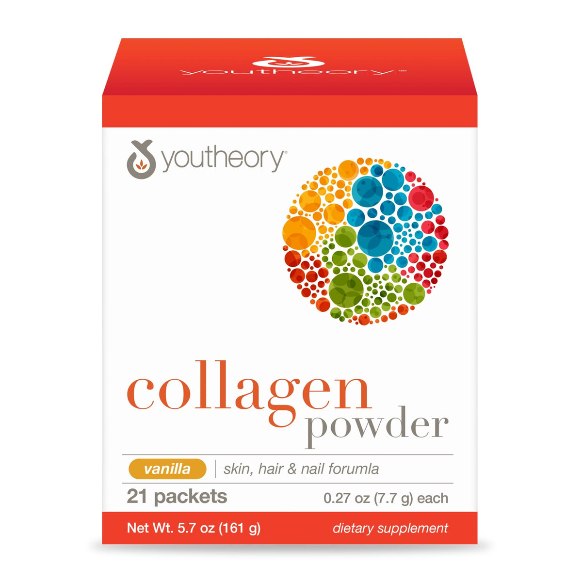 Youtheory Poudre de Collagène Vanille sachets en boîte