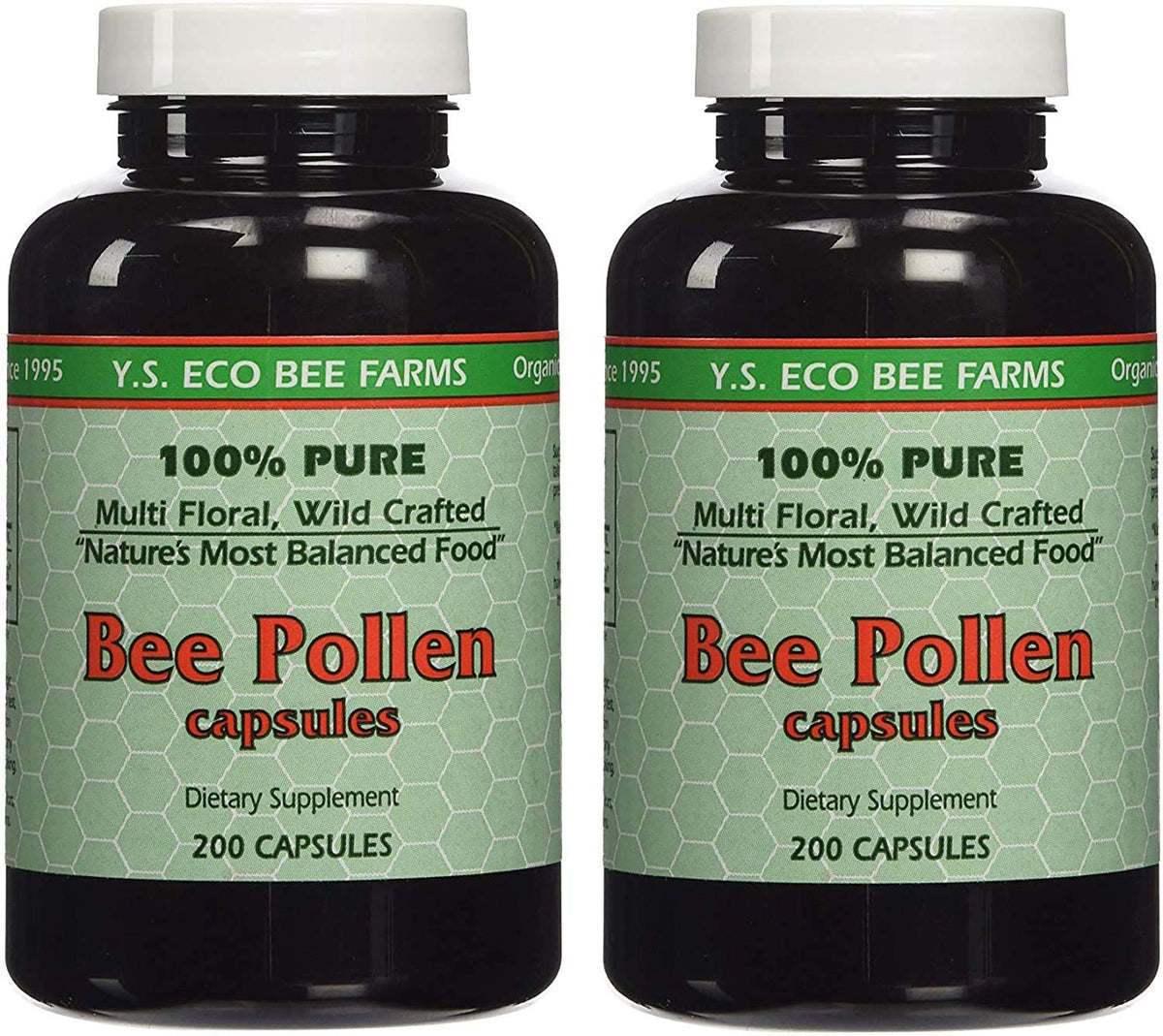 YS Organic Pollen d'Abeille 200 capsules pack de 2
