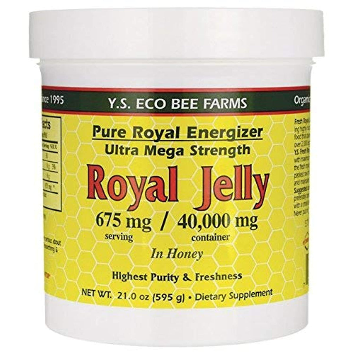 YS Royal Jelly Gelée Royale dans Miel 21 oz vue de face