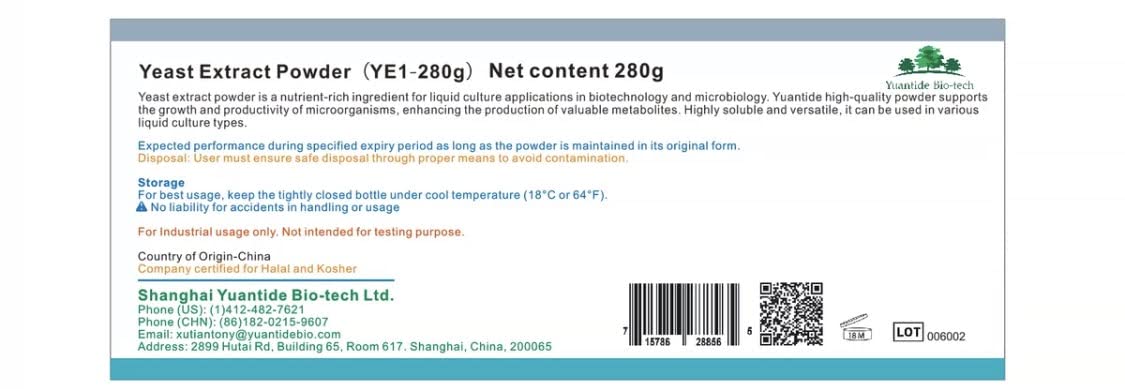 Yuantide Extrait de Levure 280g en situation d'utilisation dans un laboratoire