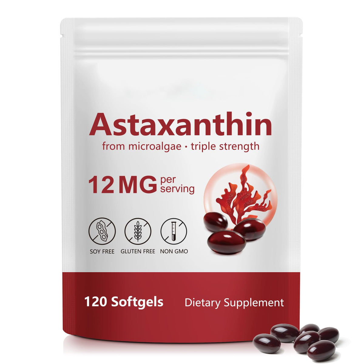 YUEPLATTNMAY Astaxanthin 12mg 120 gélules douces vue de face