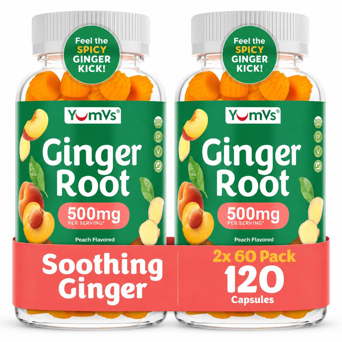 YUM-V'S Bonbons au Gingembre 500 mg paquet avant