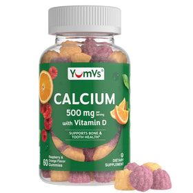YUM-V'S Calcium 500mg Gummies à la Framboise et Orange, pot de 60 pièces