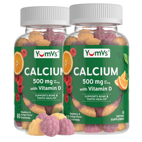 YUM-V'S Calcium 500mg gummies framboise et orange, vue de face