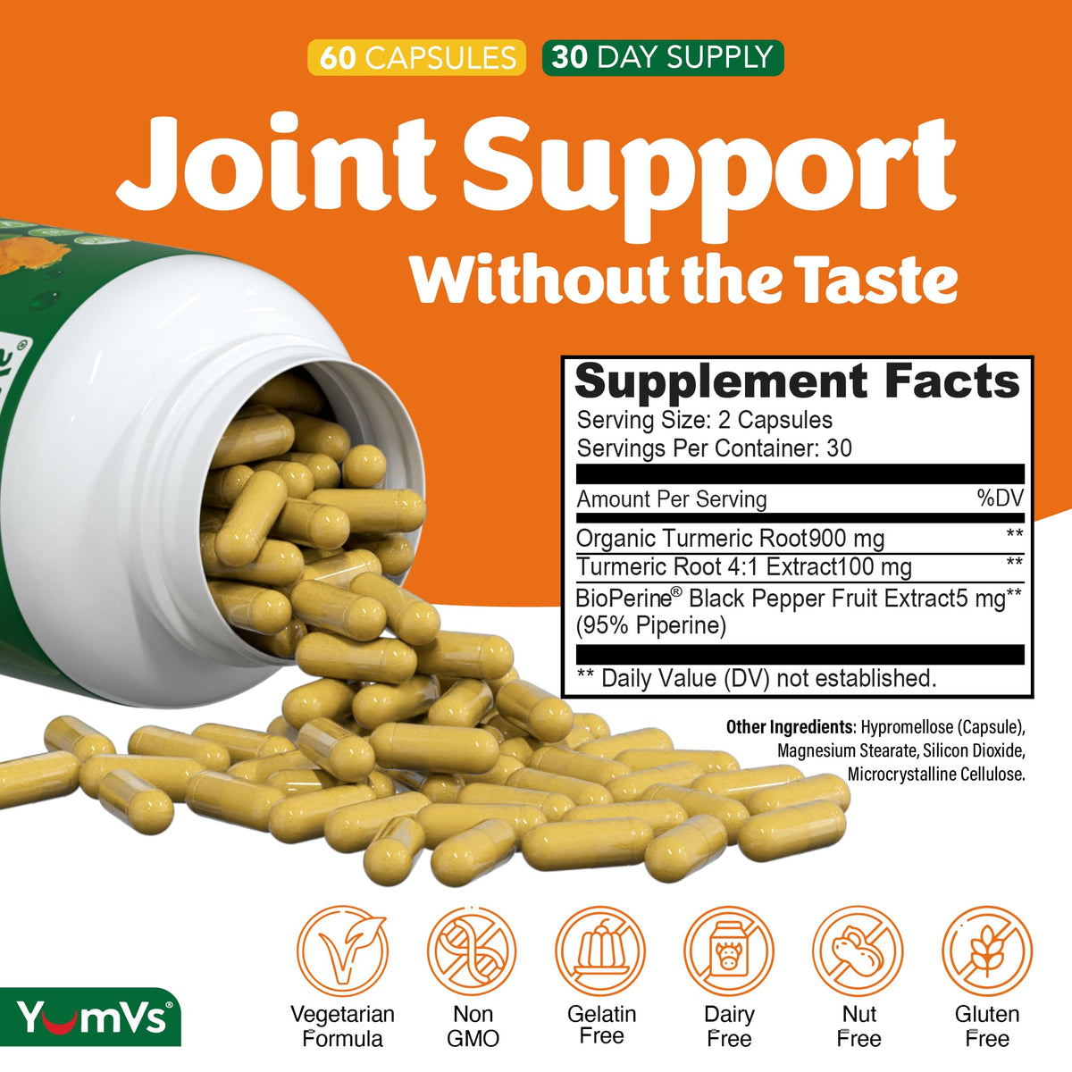 YUM-V'S Complément Curcuma 900mg packaging side view