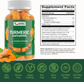 YUM-V'S Gummies au Curcuma et Gingembre avec un verre d'eau