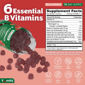 YUM-V'S Gummies B Complex 70 Comp. avec gummies visibles