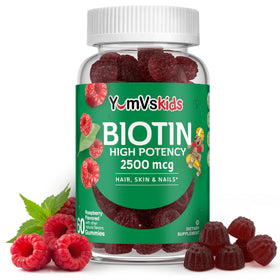 YUM-V'S Gummies Biotin 2 500 mcg pour enfants, vue de face