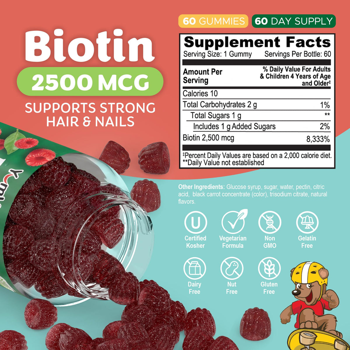 YUM-V'S Gummies Biotin 60 gommes dans l'emballage
