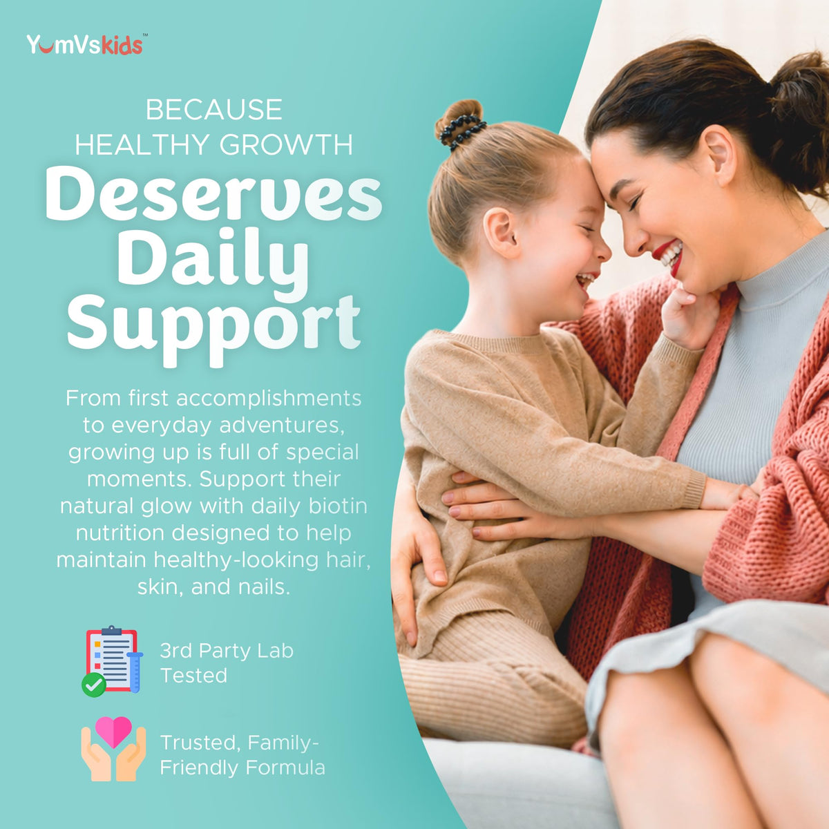 YUM-V'S Gummies Biotin, dosage recommandé de deux gommes