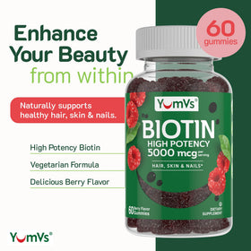 YUM-V'S Gummies Biotine 5000mcg gummies à l'intérieur du paquet