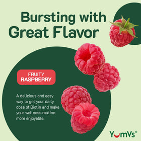 YUM-V'S Gummies Biotine 5000mcg gummies sur fond blanc