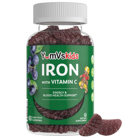 YUM-V'S Gummies de fer pour enfants 10 mg saveur raisin, vue avant