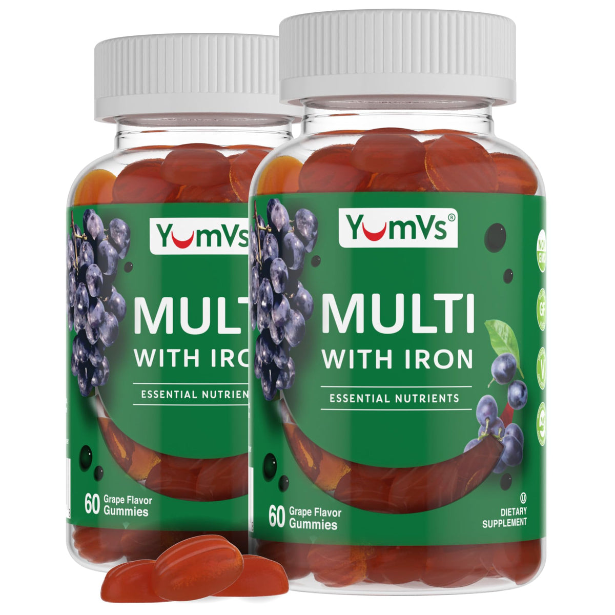 YUM-V'S Gummies de Fer vue avant avec emballage violet