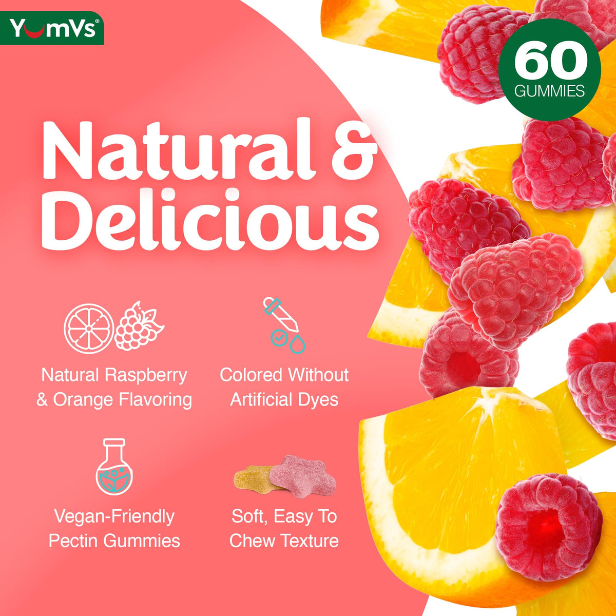 YUM-V'S Gummies Glucose sur une table avec un verre d'eau
