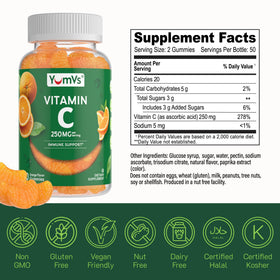 YUM-V'S Gummies Vitamine C 250 mg Saveur Orange - dosage recommandé