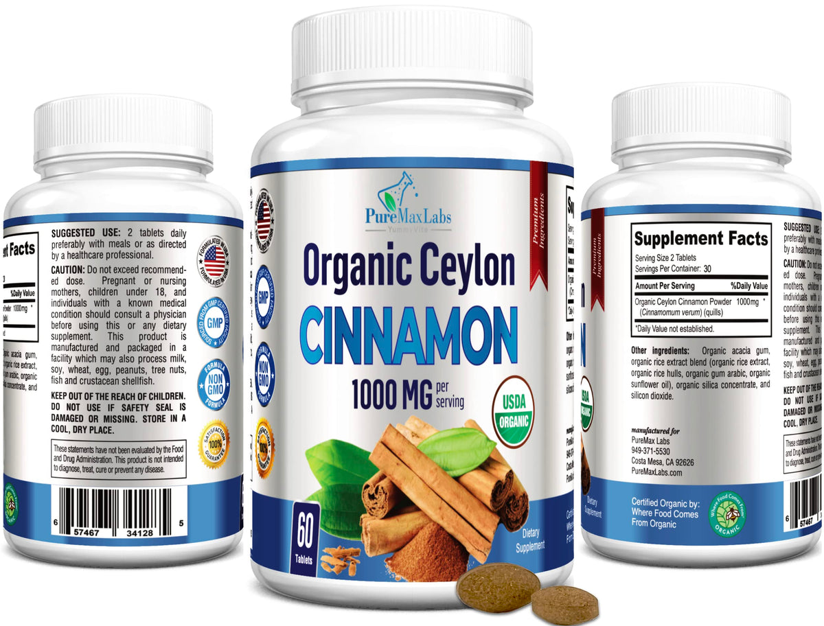 YUMMYVITE Cannelle de Ceylan 1000mg comprimés dans une main