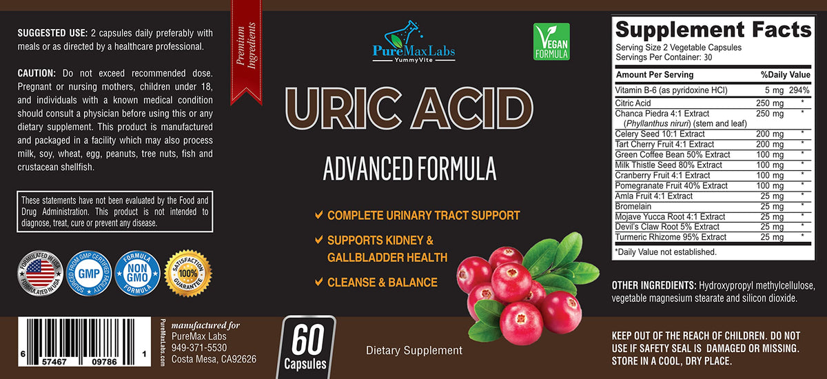 YUMMYVITE Complément Alimentaire Acide Urique sur une table
