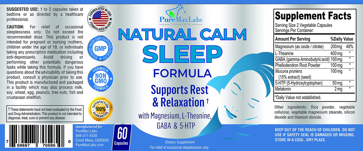 YUMMYVITE Complément Alimentaire Sommeil 60 capsules avec ingrédients
