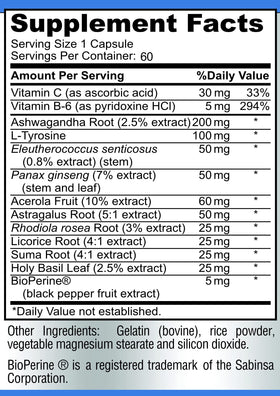 YUMMYVITE Complément Alimentaire Soutien Surrénalien 60 Capsules avec mise en scène sur une table
