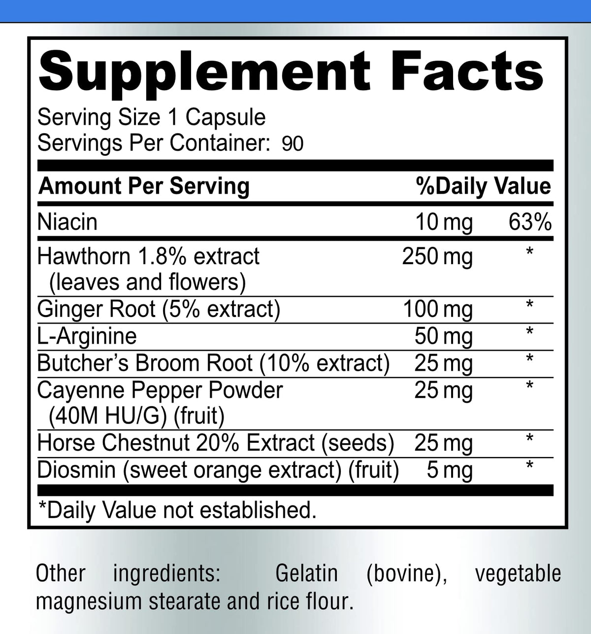 YUMMYVITE Complément Circulation Sanguine 90 Capsules avec étiquette détaillant les ingrédients