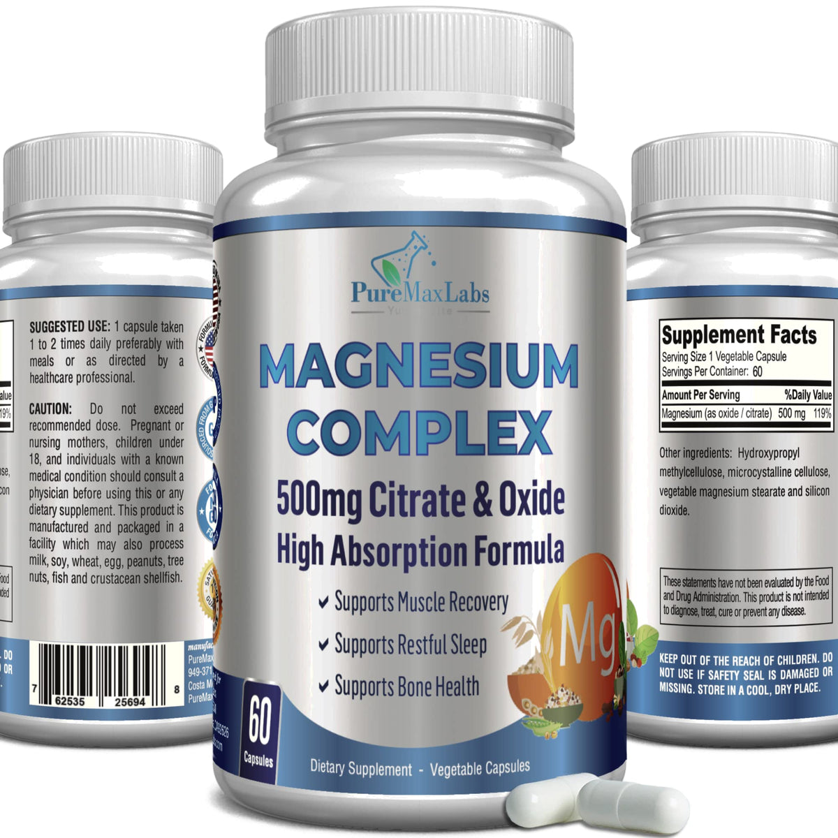 YUMMYVITE Complexe de Citrate de Magnésium 500mg capsules végétales