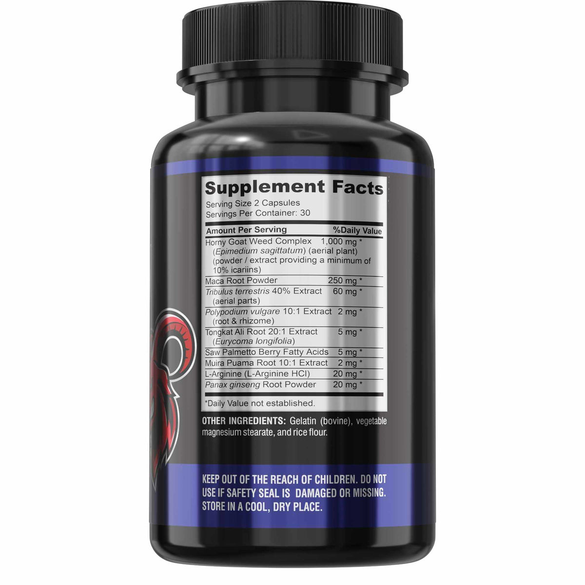 YUMMYVITE Horny Goat Weed flacon avec des herbes en arrière-plan