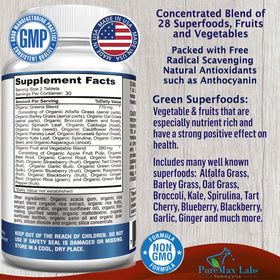 YUMMYVITE Superfood Greens 28 Fruits et Légumes comprimés en vue latérale