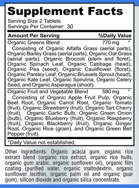 YUMMYVITE Superfood Greens 28 Fruits et Légumes emballage et contenu