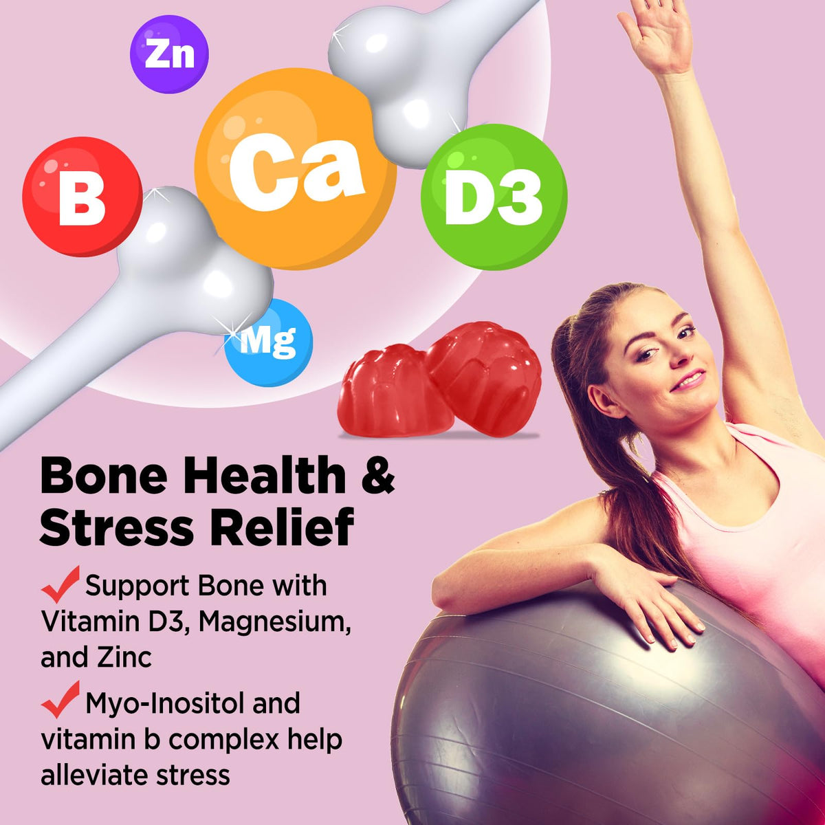 Yutiny Gummies Myo-Inositol et D-Chiro Inositol sur une table