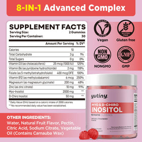 Yutiny Gummies Myo-Inositol packaging avec étiquette