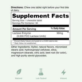 Yuve comprimés lactase 9000 FCC 30 unités avec un verre d'eau