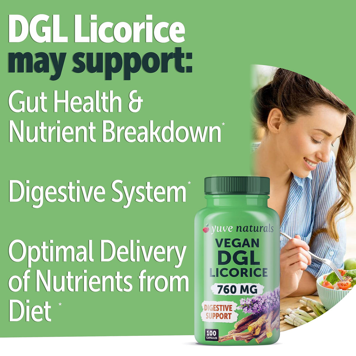 Yuve DGL Réglisse 760mg capsules arrière vue